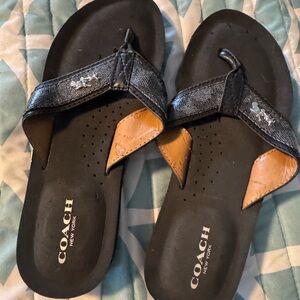 Coach Black and Tan Sandals